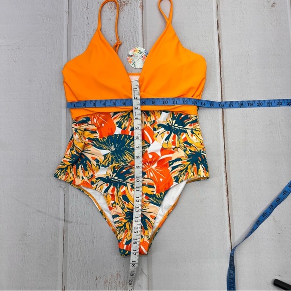 V Neck Push Up One Piece Swimsuit Women Floral Print Sexy Bathing Suit Plunging - Picture 14 of 17